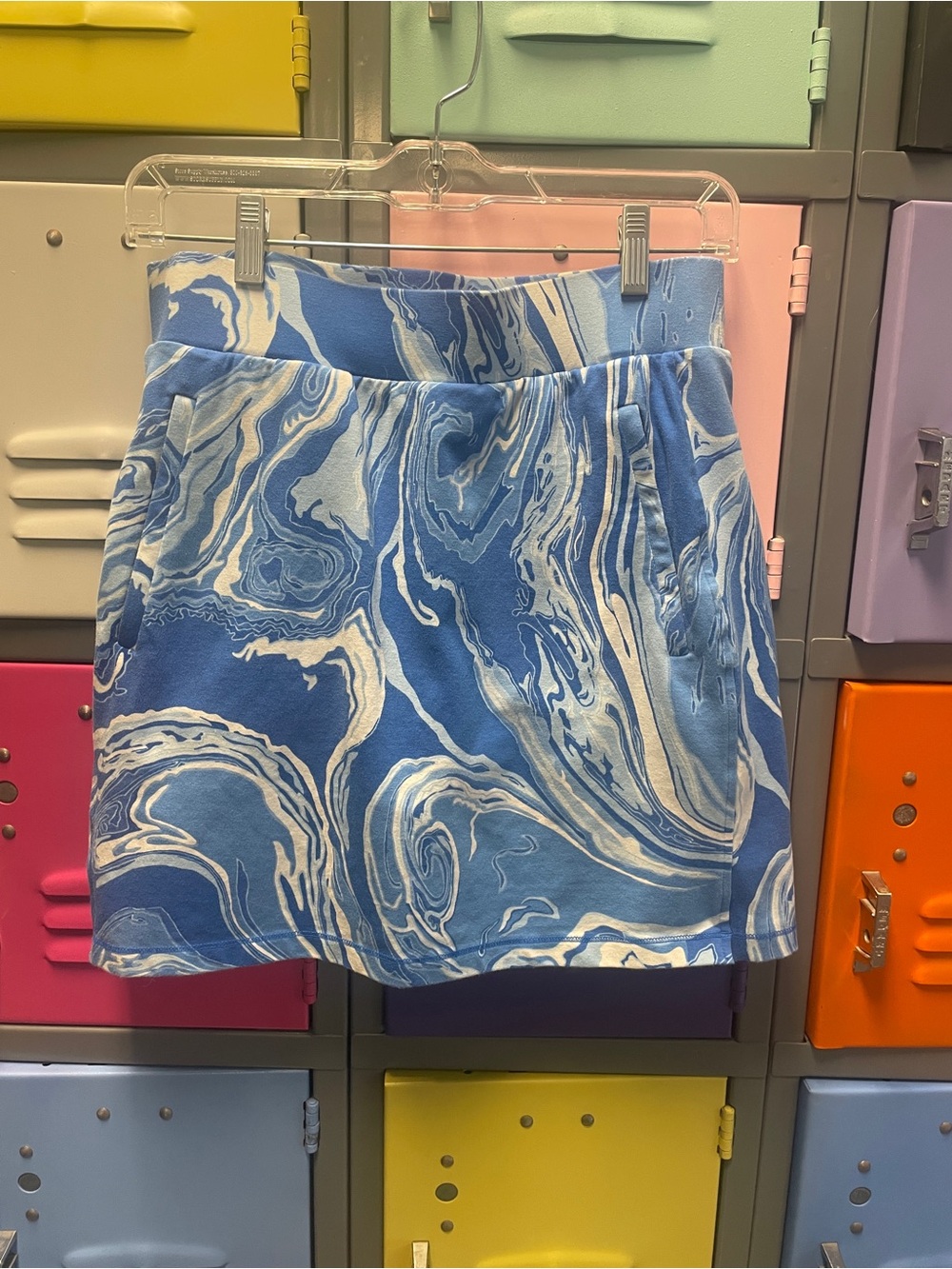 Talbots Blue Marble-Print A-Line Skirt